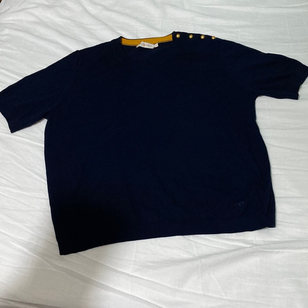 Tory Burch Navy Top with Gold Trim